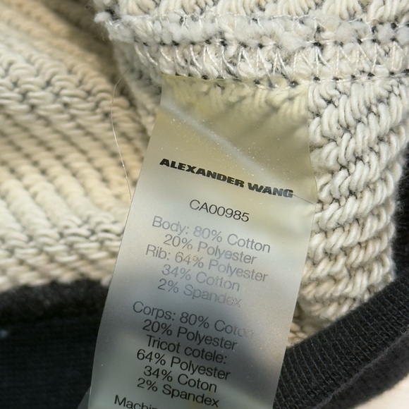 T by Alexander Wang French Terry Crewneck Black Sweatshirt Size Extra Small - Picture 4 of 6